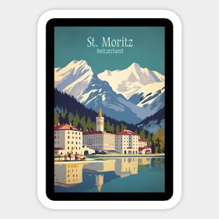 Saint Moritz,Switzerland Ski Travel Poster Sticker